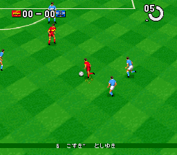 J.League Super Soccer '95 - Jikkyou Stadium (Japan) In game screenshot